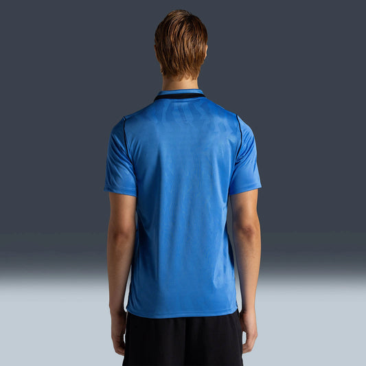 Camisa Corinthians III 2026/27 Torcedor Nike masculina azul-celeste, com padrão geométrico em tom sobre tom e gola polo com detalhes pretos. de costas