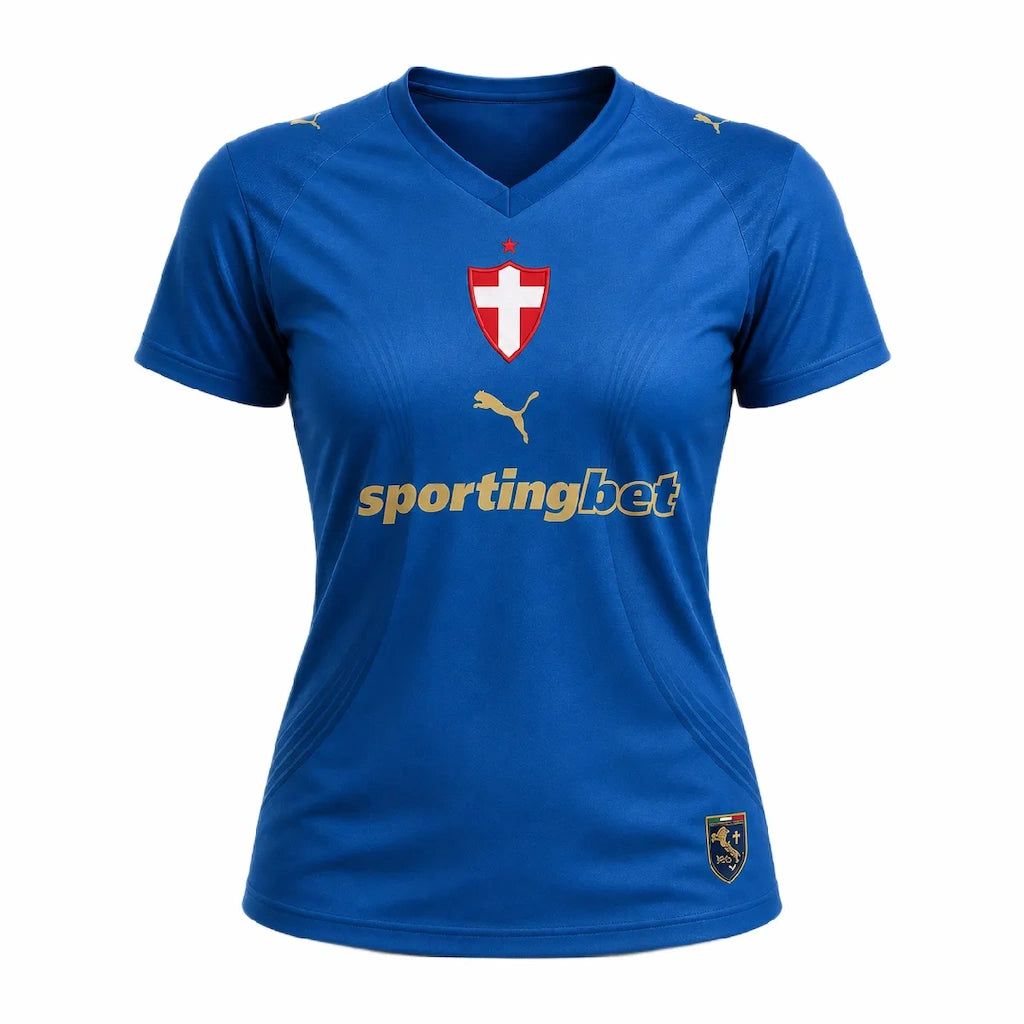 terceira camisa do palmeiras azul feminina de frente