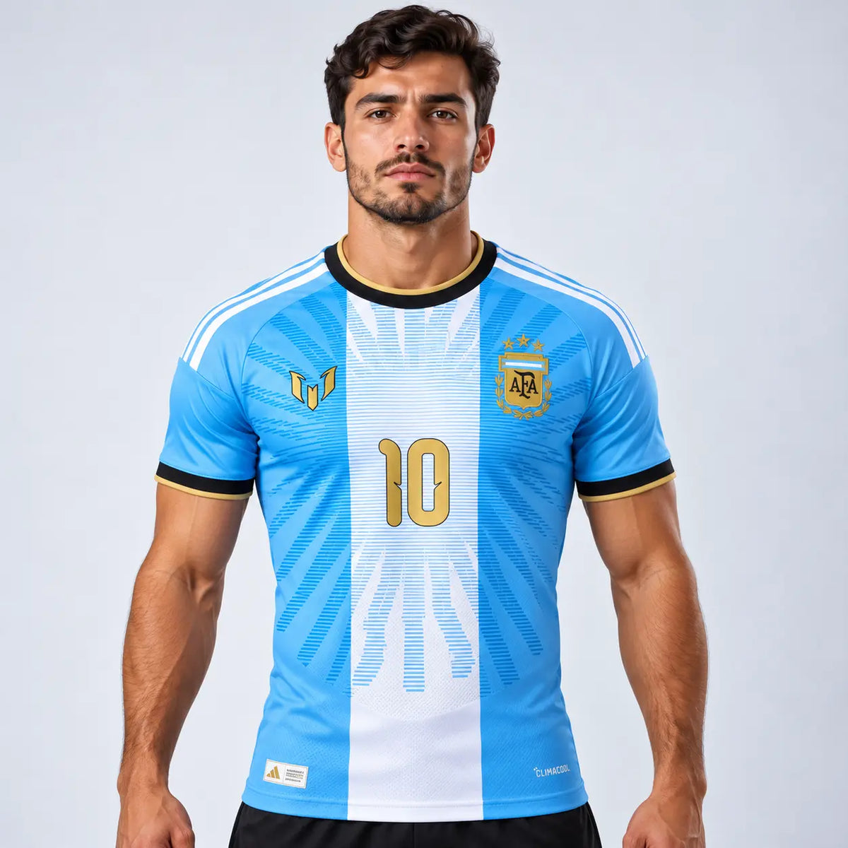 Camisa Argentina Especial Messi 2026 (MESSI 10) Jogador Masculina - Azul e branca