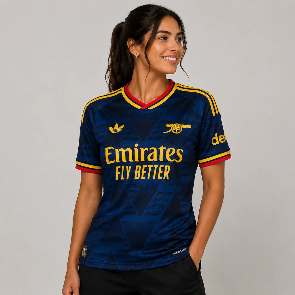 camisa arsenal ii feminina 26/27 azul frente