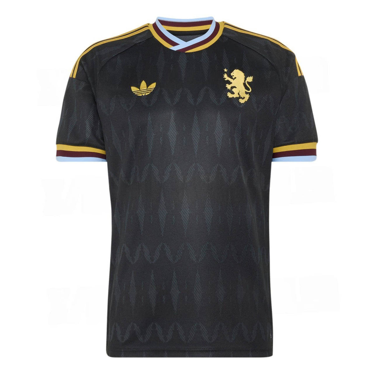 Camisa Aston Villa II 2026/27 Torcedor Adidas masculina preta, uniforme reserva com grafismo inspirado nos antigos lampiões a gás dos arredores do Villa Park.