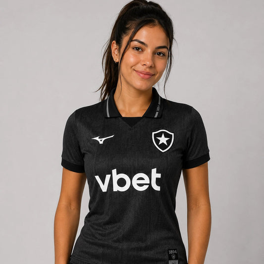 camisa 2 botafogo preta feminina 2026/27 de frente