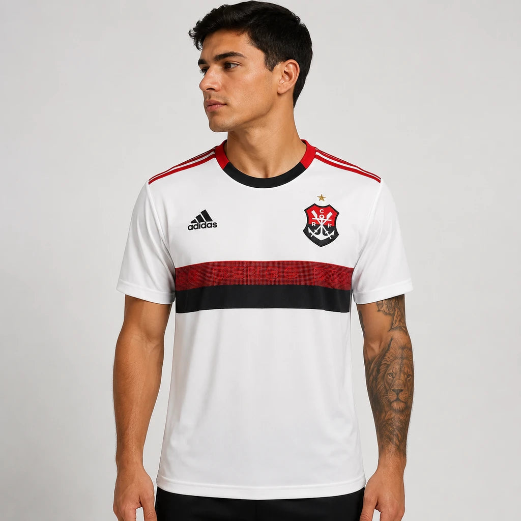 Camisa Retrô Flamengo II 2019/20 Torcedor Adidas masculina branca, uniforme reserva inspirado na histórica temporada de 2019 do Flamengo. frente