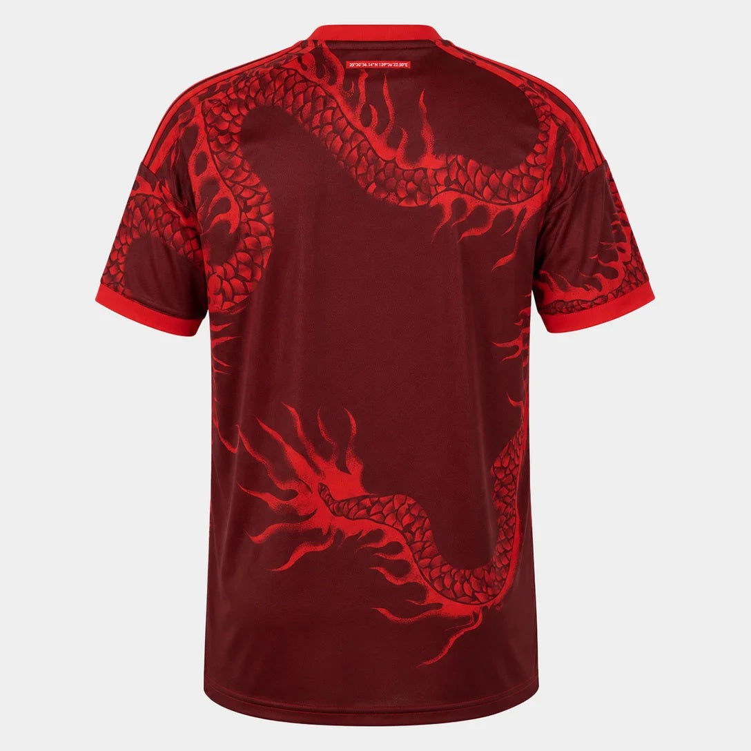 Camisa Internacional III 2026/27 Torcedor Adidas masculina vermelho escuro, com grafismo de dragão japonês e detalhes dourados em homenagem à conquista mundial no Japão.