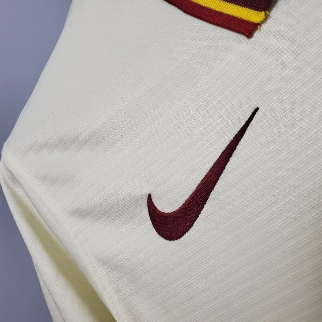 Camisa Roma II 2020/21 Torcedor Nike masculina bege, uniforme reserva com tecido leve e respirável e escudo da AS Roma no peito nike