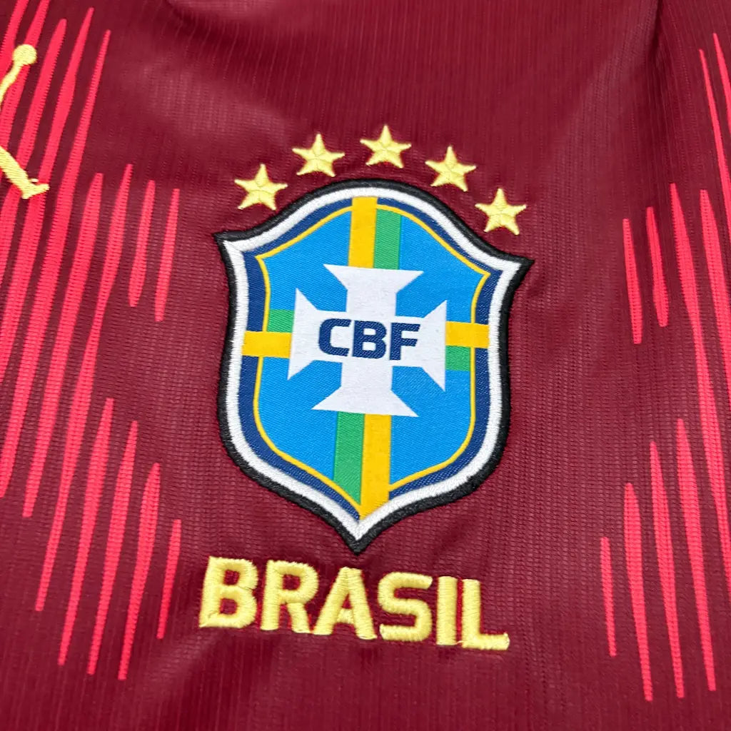 camisa brasil vermelha 2026 pt torcedor masculina jordan escudo