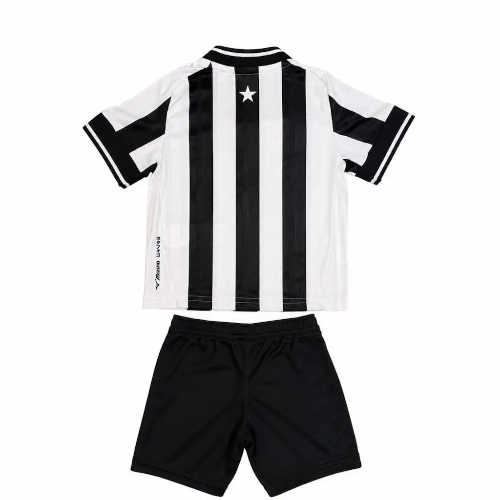 conjunto infantil 26/27 botafogo camisa listrada e calcao preto costas