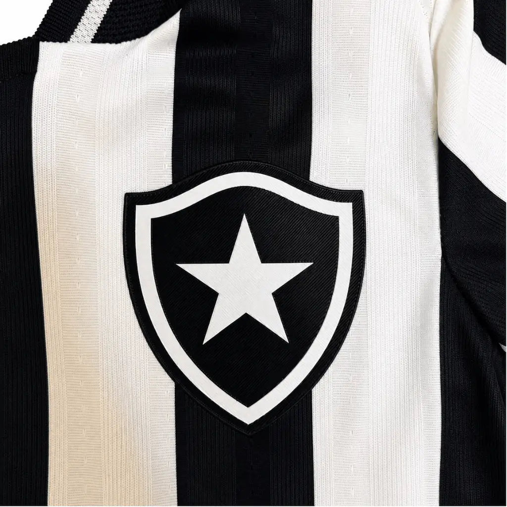 conjunto infantil 26/27 botafogo camisa listrada e calcao preto escudo