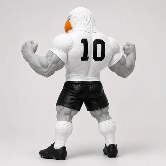 mascote do corinthians impresso em 3d gaviao forte bombado com o bico laranja de  costas