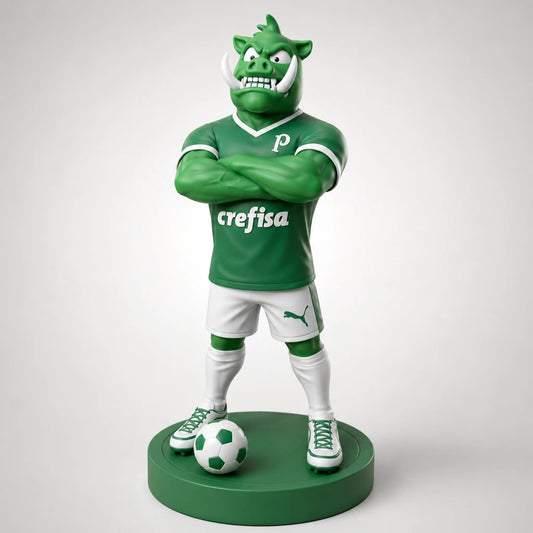 mascote do palmeiras impresso em 3d porco gobbato de frente cara de bravo dentuço
